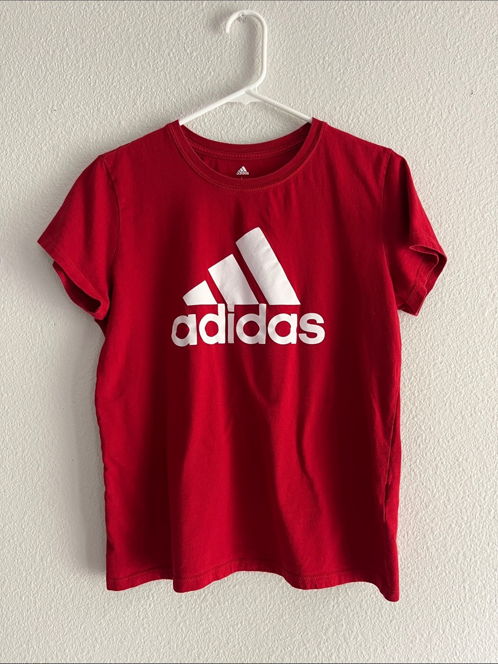 adidas Red Crewneck Tee with White Logo